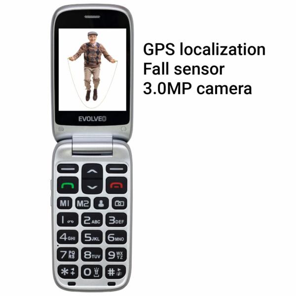 EVOLVEO EasyPhone FS,  vyklápěcí mobilní telefon 2.8" pro seniory s nabíjecím stojánkem (červená barva)2
