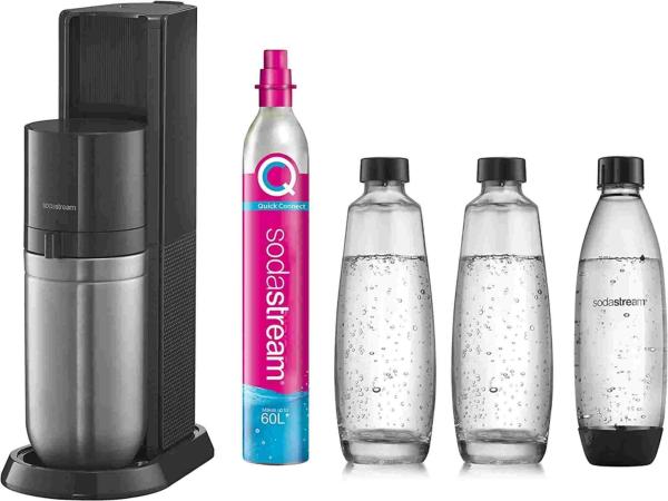 SodaStream Duo Titan Promo-Pack výrobník sody, 2 skleněné láhve, 1 plastová láhev, bombička s CO2, černý1