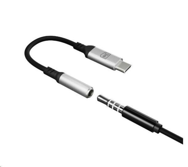 3mk adaptér USB-C/ Jack 3, 5mm (samice) 0, 15m,  černo-stříbrná0