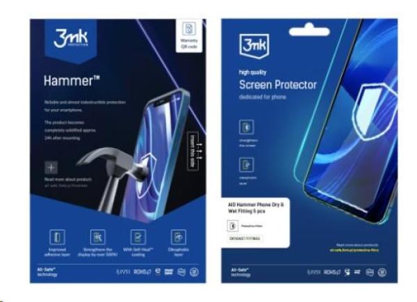 3mk All-Safe - AIO fólie Hammer Dry & Wet Fitting Phone,  5 ks
