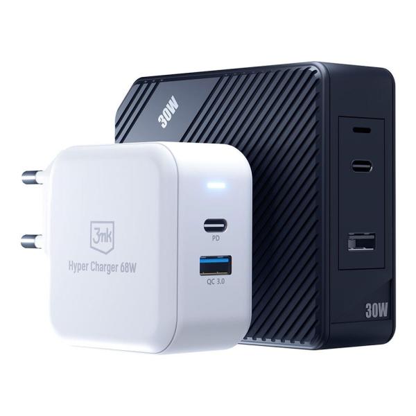 3mk síťová nabíječka - Hyper Charger 68W,  GaN,  1x USB-C (PD),  1x USB,  bílá2