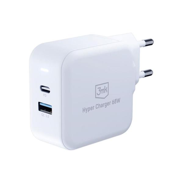 3mk síťová nabíječka - Hyper Charger 68W,  GaN,  1x USB-C (PD),  1x USB,  bílá4