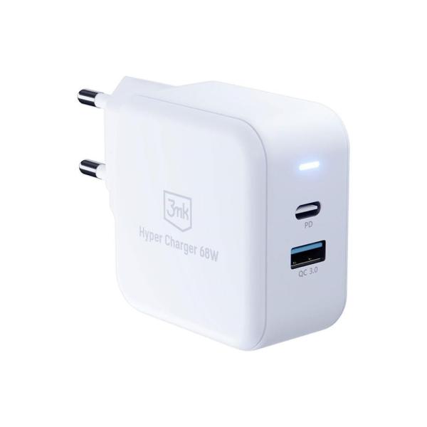 3mk síťová nabíječka - Hyper Charger 68W,  GaN,  1x USB-C (PD),  1x USB,  bílá5