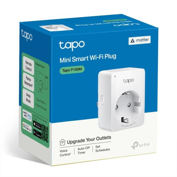 TP-Link Tapo P100M(EU) chytrá WiFi mini zásuvka (2300W, 10A, 2, 4 GHz, BT)2