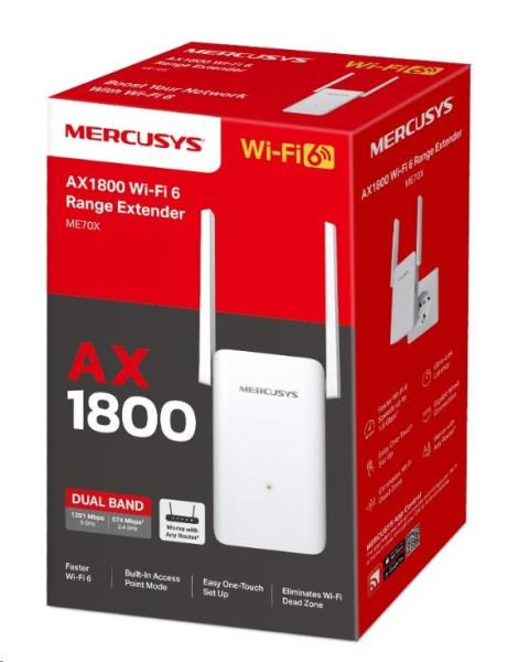 MERCUSYS ME70X WiFi6 Extender/ Repeater (AX1800, 2, 4GHz/ 5GHz, 1xGbELAN)3