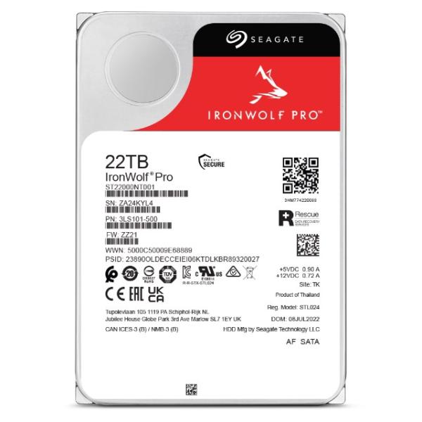 SEAGATE HDD 22TB IRONWOLF PRO (NAS),  3.5",  SATAIII,  7200 RPM,  Cache 512MB1