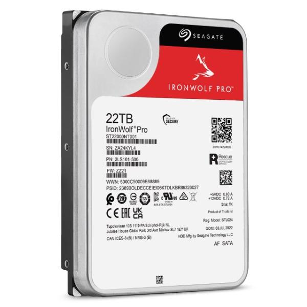 SEAGATE HDD 22TB IRONWOLF PRO (NAS),  3.5",  SATAIII,  7200 RPM,  Cache 512MB4