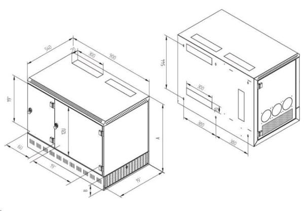 TRITON 19" rozvaděč 12U/ 400mm - 3 sekce 6U+12U+2U,  900x540mm4