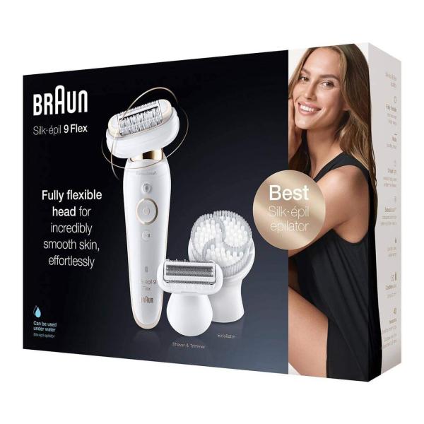 Braun Silk-épil 9 Flex SES 9030 3D epilátor,  vodotěsný,  technologie SensoSmart,  ergonomická rukojeť,  bílá /  zlatá2