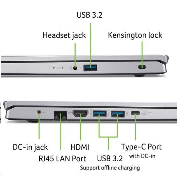 ACER NTB Aspire 3 (A315-59-57PL) - i5-1235U, 15,6" 1920x1080,16GB,512GB SSD,Linux,Pure Silver7