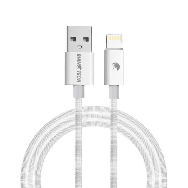 RhinoTech kabel s nylonovým opletem USB-A na Lightning 2, 4A 2M bílá