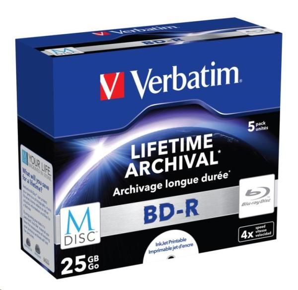 VERBATIM MDisc BD-R(5-pack)Jewel/ 4x/ 25GB