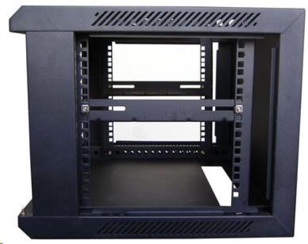 XtendLan 19" nástěnný rozvaděč 6U 600x450,  nosnost 60 kg,  skleněné kouřové dveře,  svařovaný,  černý3