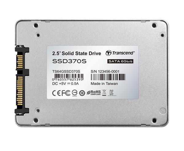 TRANSCEND SSD 370S 64GB,  SATA III 6Gb/ s,  MLC (Premium),  hliníkové puzdro0