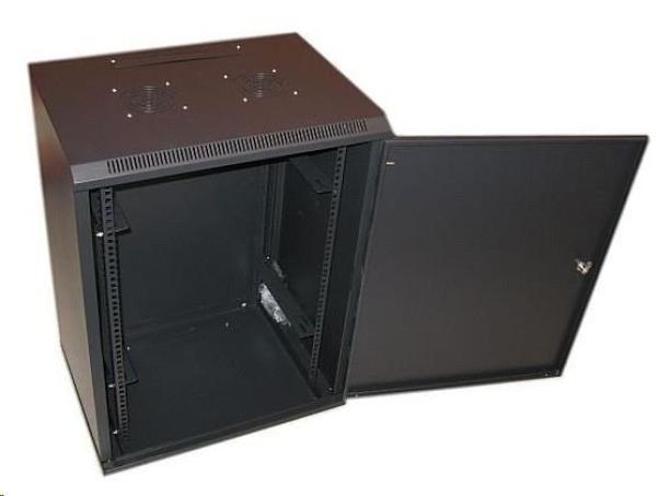 XtendLan 19" nástěnný rozvaděč 9U 600x450, nosnost 60kg, plné dveře, svařovaný,proti vykradení,černý1