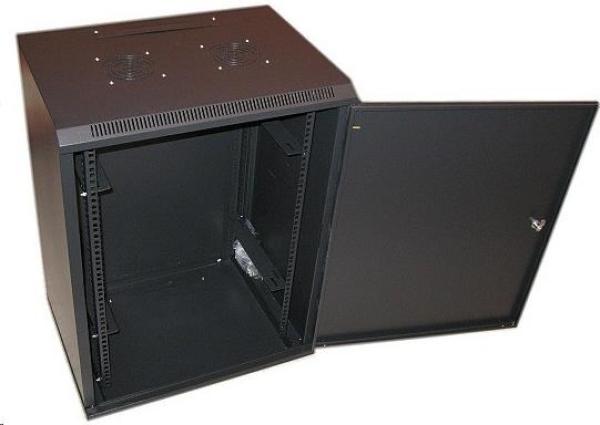 XtendLan 19" nástěnný rozvaděč 12U 600x450,  nosnost 60kg,  plné dveře,  svařený,  proti vykradení, černý1