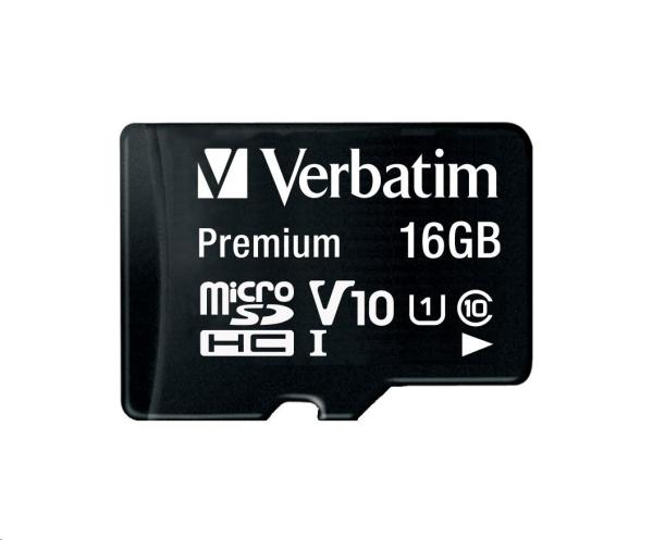Karta VERBATIM MicroSDHC 16GB Premium,  U1 + SD adaptér