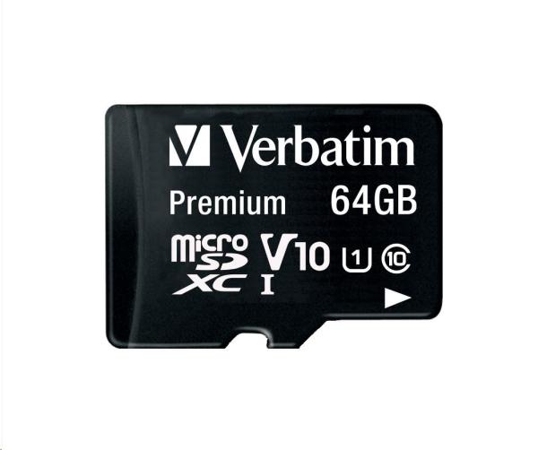 VERBATIM MicroSDXC karta 64GB Premium,  U1 + adaptér