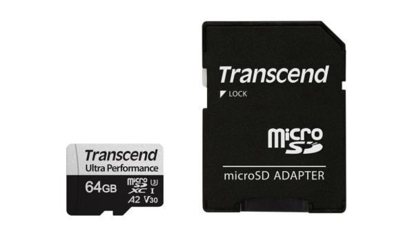 TRANSCEND MicroSDXC karta 64GB 340S,  UHS-I U3 A2 Ultra Performace 160/ 80 MB/ s