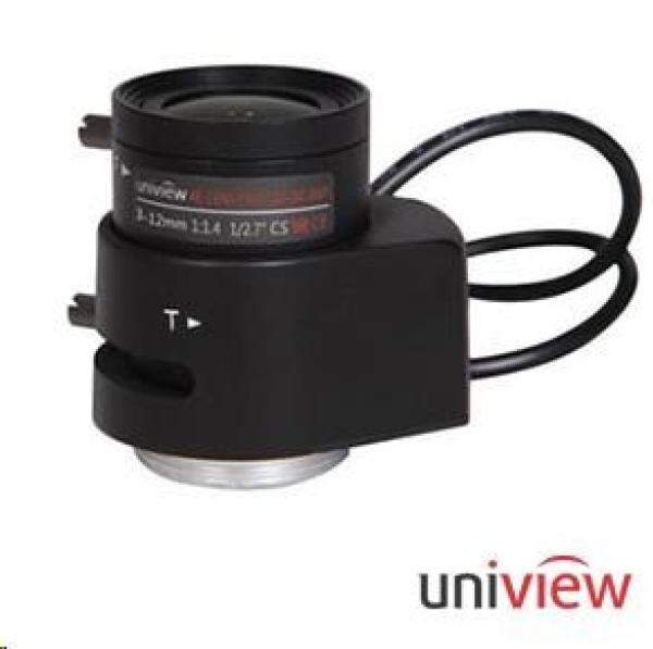 Uniview objektiv pro "box" kamery 3Mpix,  1/ 2.7",  DC-Drive,  varifokální 3.8-16mm (105-34°),  F1.4,  CS-Mount