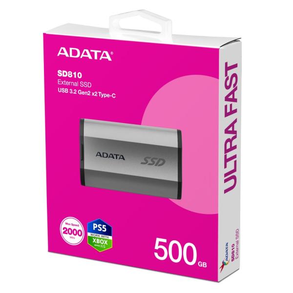 ADATA External SSD 500GB SD810 USB 3.2 USB-C,  Stříbrná7