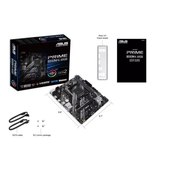 ASUS MB Sc AM4 PRIME B550M-K ARGB,  AMD B550,  2xDDR4,  1xHDMI,  1xDP,  mATX3