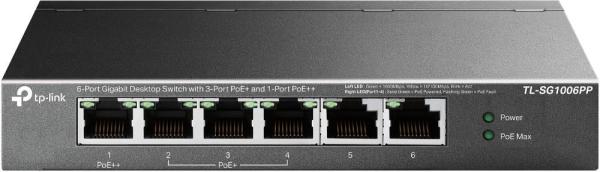 TP-Link CCTV switch TL-SG1006PP (6xGbE,  3xPoE+, 1xPoE++,  64W,  fanless)