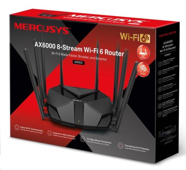 MERCUSYS MR90X WiFi6 router (AX6000, 2, 4GHz/ 5GHz,  1x2, 5GbELAN/ WAN, 1xGbEWAN/ LAN,  2xGbELAN)3