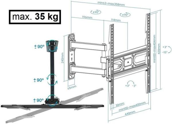 Otočný sklopný držák Tv Fiber Mounts FM78
4