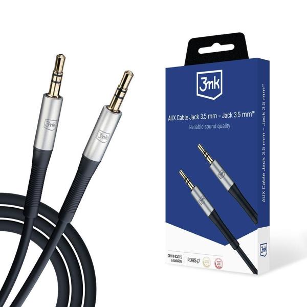 3mk audio kabel - AUX Cable Jack 3,5 mm - Jack 3,5 mm, délka 1 m, černá