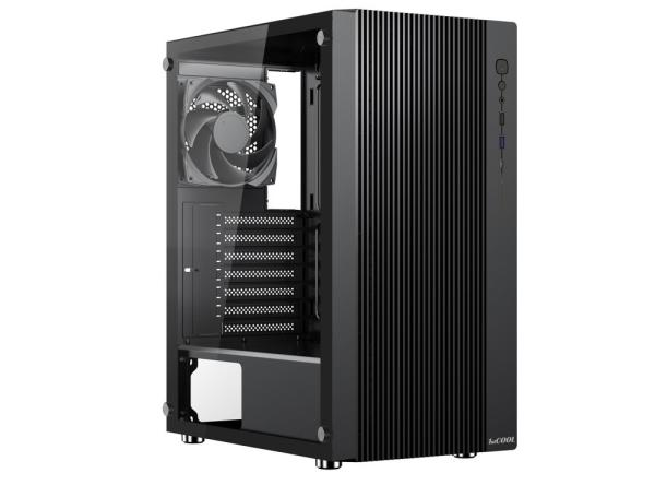 1stCOOL skříň GAMER 4,  Mid tower,  AU,  USB 3.0,  USB-C,  2x120mm,  průhledná bočnice,  bez zdroje,  černá