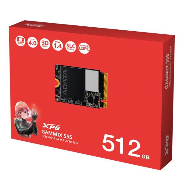 ADATA SSD 512GB XPG GAMMIX S55,  PCIe Gen4x4,  M.2 2230,  (R:5000/  W:3000MB/ s)4