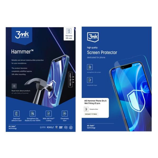 3mk All-Safe - AIO fólie Hammer Dry & Wet Fitting Phone,  25 ks