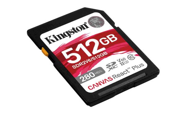 Kingston SDXC karta 512GB Canvas React Plus,  UHS-II,  U3,  V60,  R:280/ W:150MB/ s