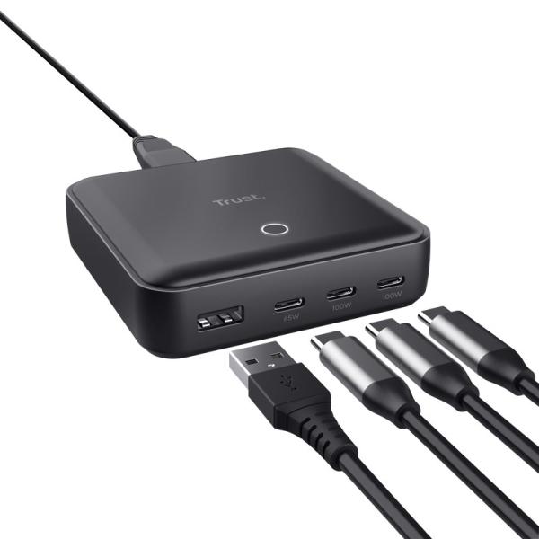 TRUST napájecí adaptér MAXO 100W,  3x USB-C,  1xUSB-A1
