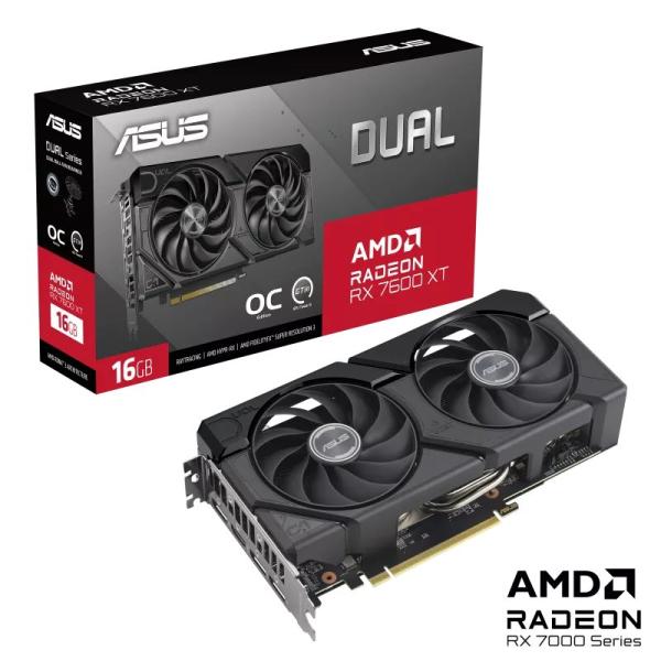 ASUS VGA AMD Radeon DUAL RX 7600 XT 16G OC,  AMD RX 7600 XT,  16GB GDDR6,  3xDP,  1xHDMI