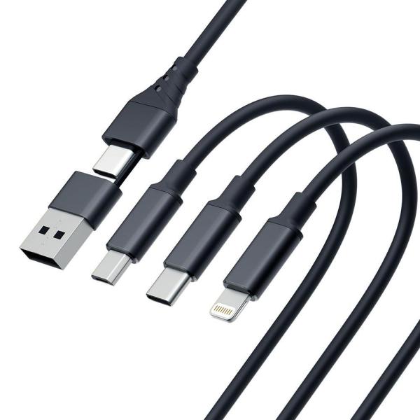 3mk nabíjecí kabel - Hyper Cable 3in1 A/C to C/Micro/Lightning 1.5m, černá3