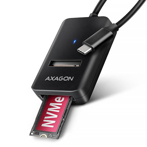 AXAGON ADM2-CM USB-C 10Gbps - M.2 NVMe & SATA SSD adaptér,  kábel USB-C 10cm