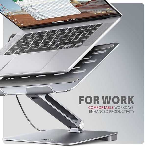 AXAGON HMC-STND,  stojan pre 10"-17" notebooky,  USB 5Gbps hub,  3x USB-A,  HDMI 4k/ 60Hz,  RJ-45,  PD 100W,  kábel USB-C 60cm4