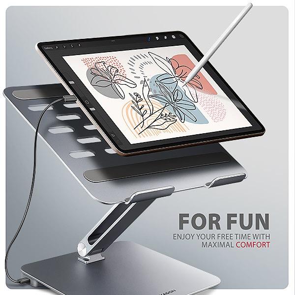 AXAGON HMC-STND,  stojan pre 10"-17" notebooky,  USB 5Gbps hub,  3x USB-A,  HDMI 4k/ 60Hz,  RJ-45,  PD 100W,  kábel USB-C 60cm5