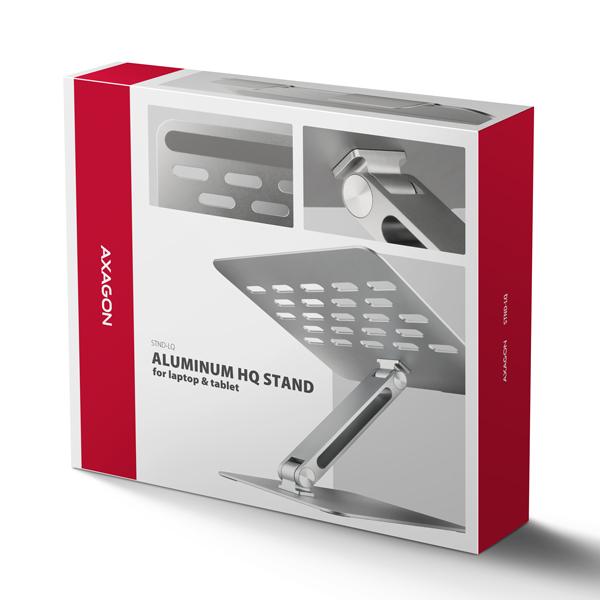 AXAGON STND-LQ hliníkový HQ stojan na notebook 10"-17.3" nastaviteľná výška a uhol,  sivý9