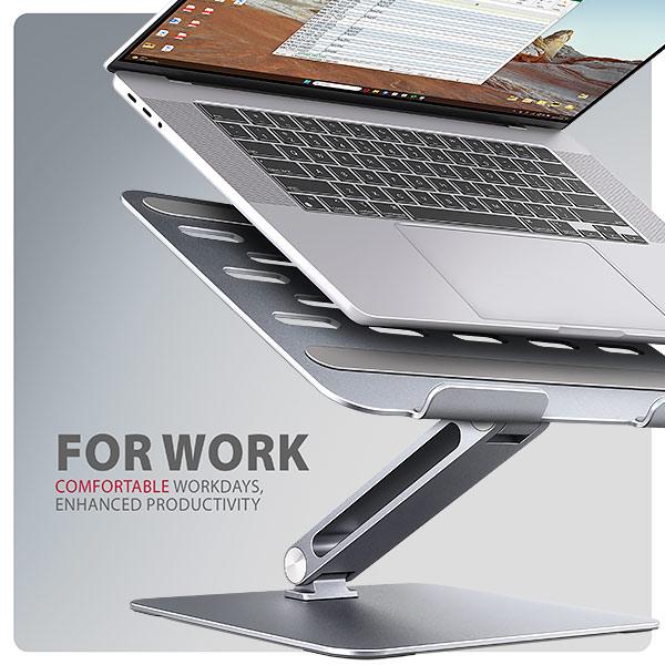 AXAGON STND-LQ hliníkový HQ stojan na notebook 10"-17.3" nastaviteľná výška a uhol,  sivý6