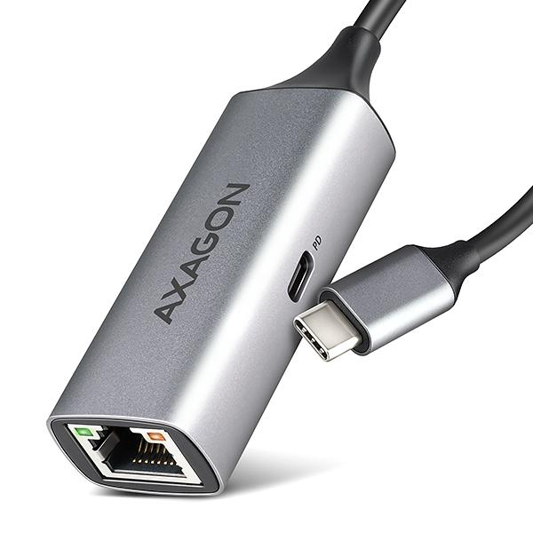 AXAGON ADE-TXPD,  USB-C 3.2 Gen 1 - Gigabit Ethernet sieťová karta,  Asix AX88179,  PD 100W,  auto inštal