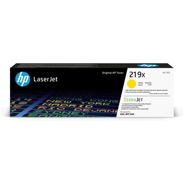 Žltá originálna tonerová kazeta s vysokou výťažnosťou HP 219X LaserJet 25020 sztan