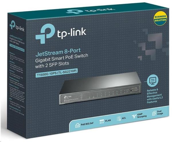 TP-Link OMADA JetStream switch SG2210P (8xGbE,  2xSFP,  8x PoE+,  61W,  fanless)3