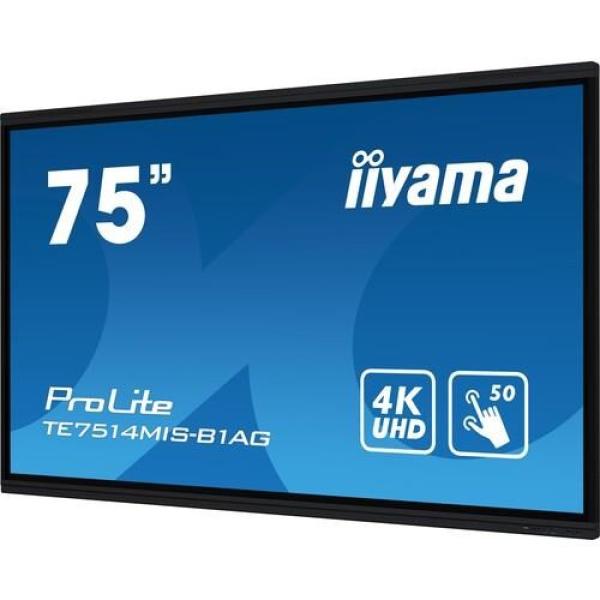 Iiyama ProLite IDS,  190.5 cm (75&quot;&quot;),  PureTouch-IR,  4K,  USB,  USB-C,  Ethernet,  kit (USB),  black