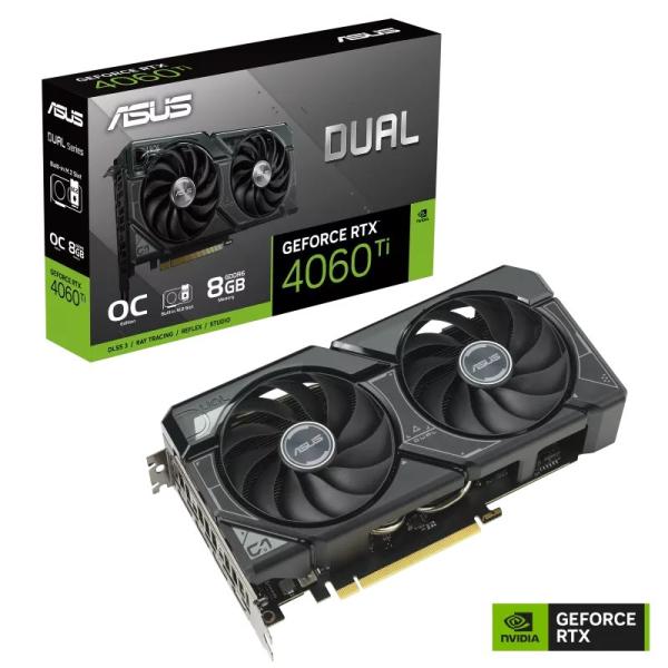 ASUS VGA NVIDIA GeForce DUAL RTX 4060 Ti 8G SSD OC,  RTX 4060 Ti,  8GB GDDR6,  3xDP,  1xHDMI