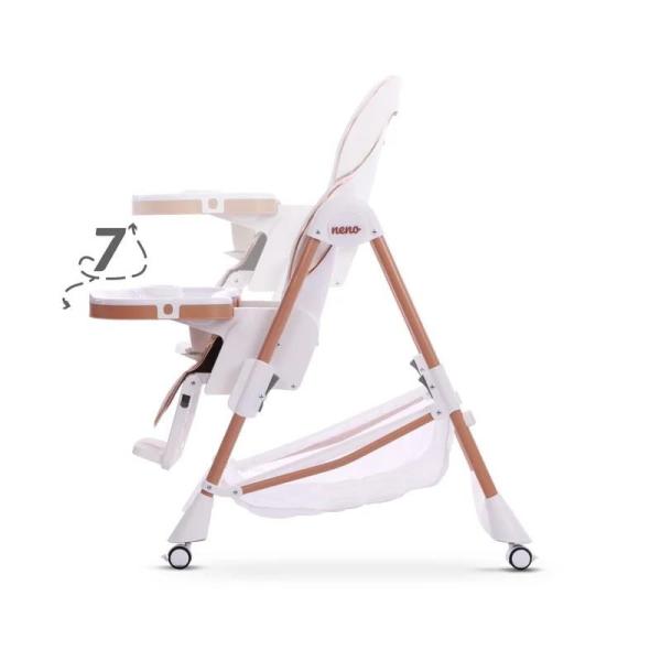 NENO SEDI WHITE multifunkční židle na krmení,  bezpečnostní pás,  nastavitelné pozice,  ekokůže,  bílá2