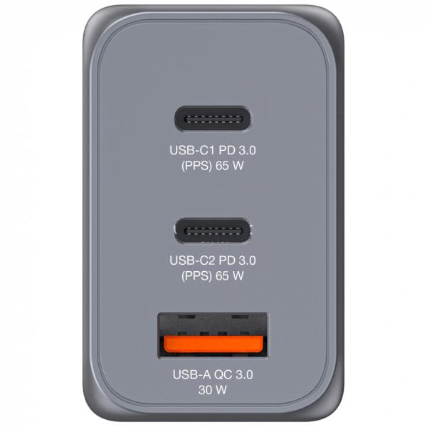 VERBATIM GaN Nabíječka do sítě GNC-65,  65W,  2x USB-C,  1x USB3