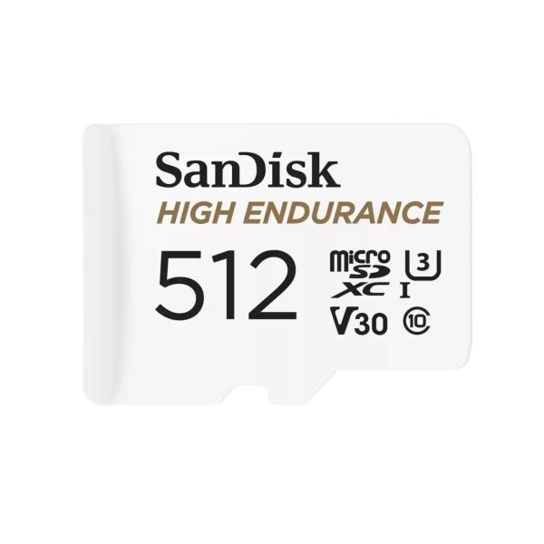 SanDisk MicroSDXC karta 512GB High Endurance (R:100/ W:40 MB/ s,  C10,  U3,  V30) + adaptér